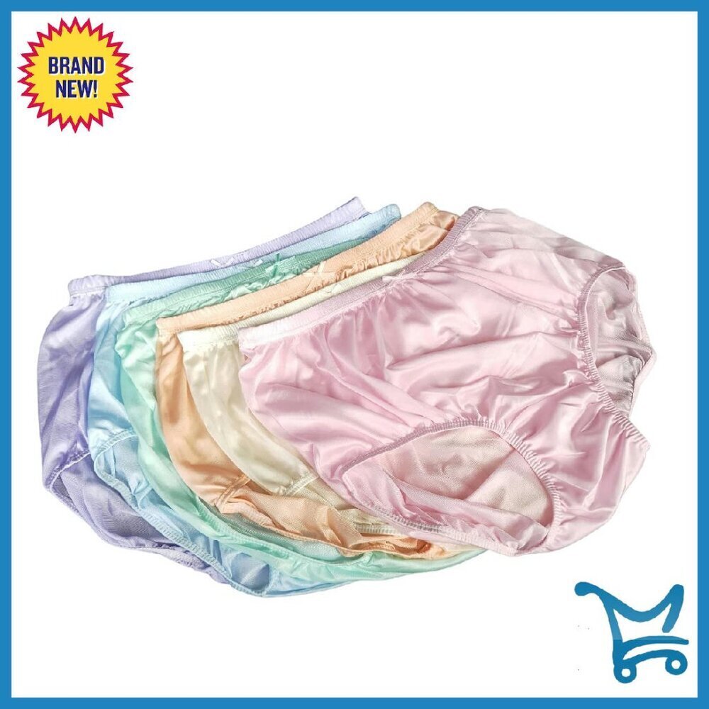 Vintage Plus Size XXL Sheer Silk Nylon Panties Full Cut Briefs 6-Pack